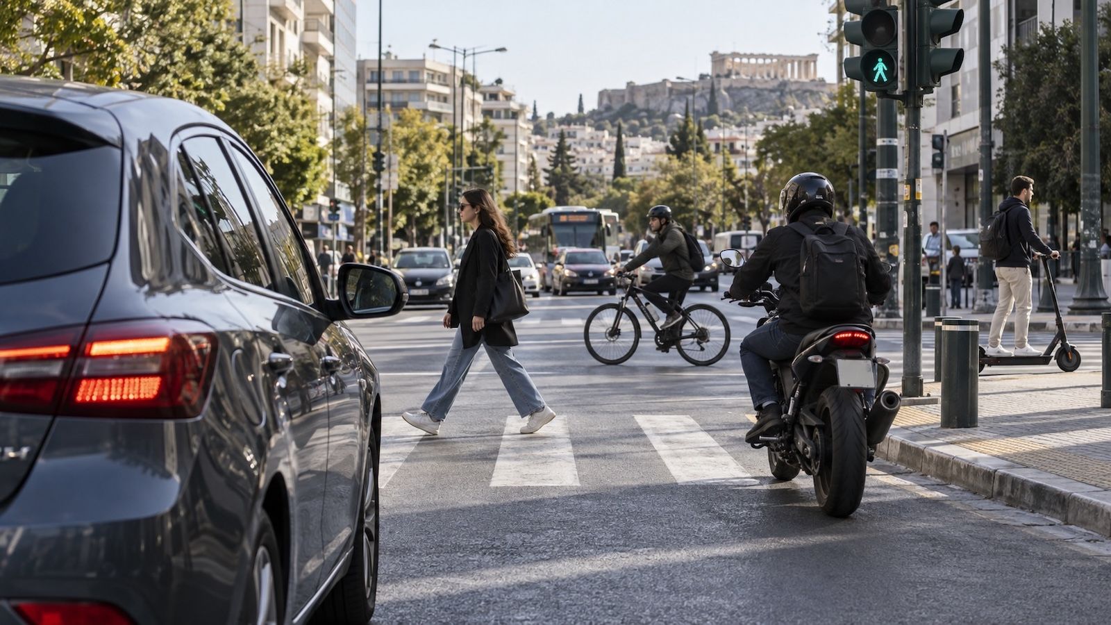 Αυτοκίνητο, μηχανή ή πεζός: Ποιος κινδυνεύει περισσότερο στην πόλη;